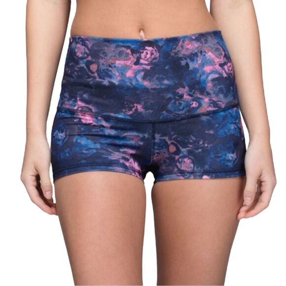 Lululemon Boogie Short Roll Down Berry Pink Navy Naval Blue Sz 6 EUC - Picture 1 of 7
